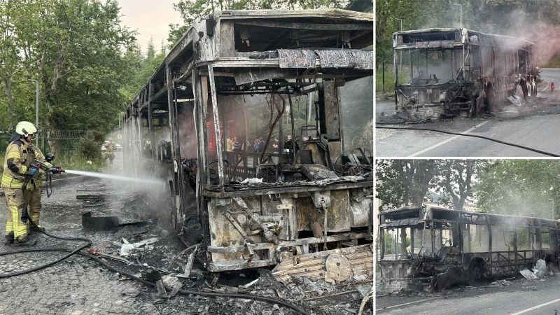 Beykoz'da yanan İETT otobüsü küle döndü