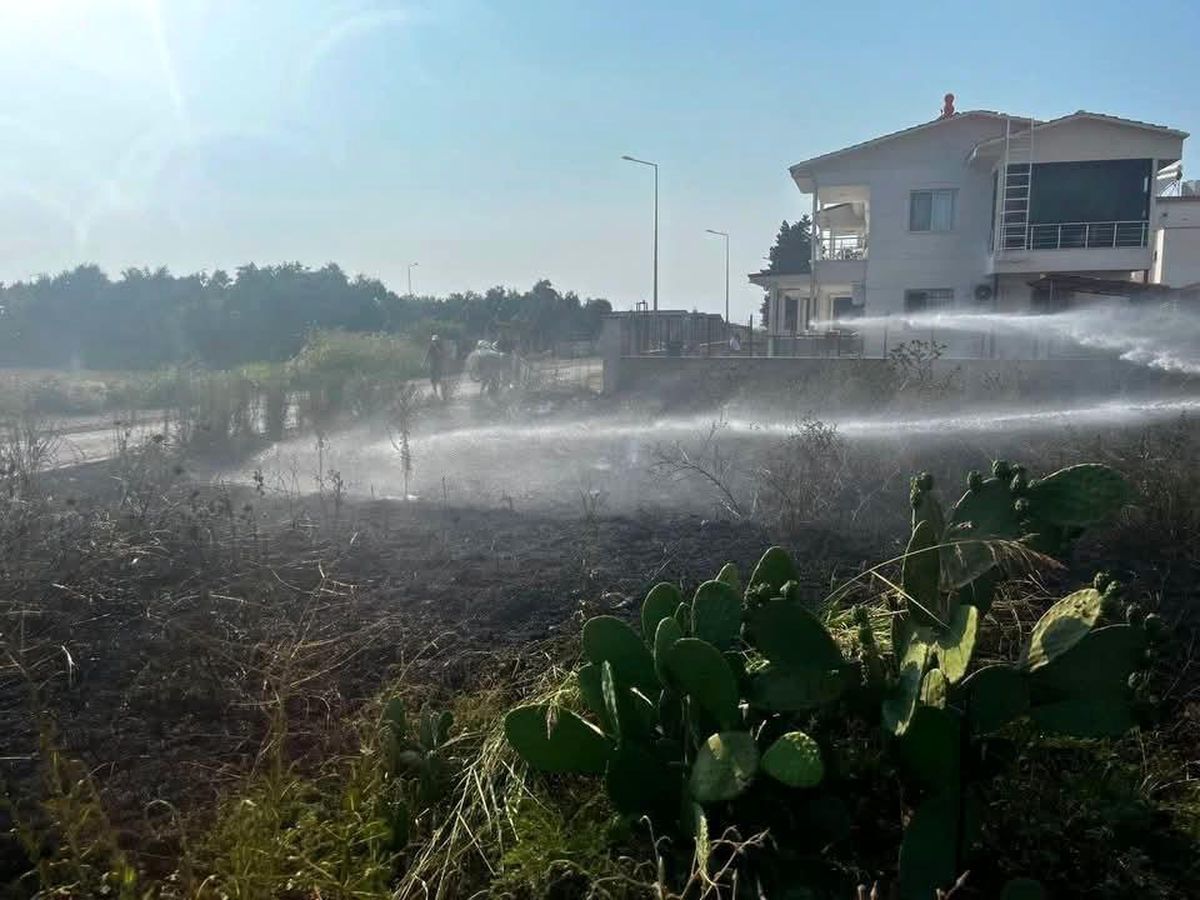 Arsuz'da otluk alan yangını