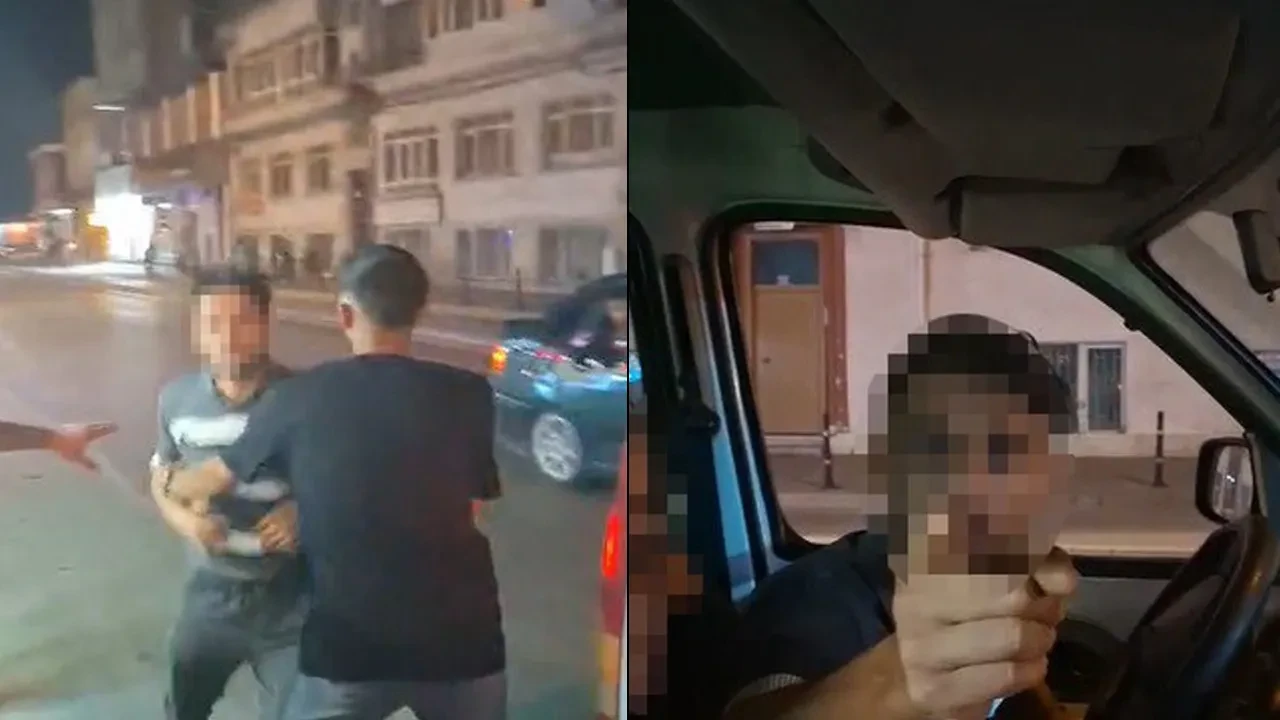 Motosiklet sürücüsüne yumruklu saldırı kamerada