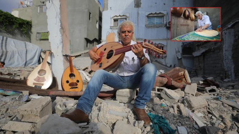 Filistinli sanatçı Ebu Şaviş savaşın olumsuz etkilerinden müzik aletleri üreterek sıyrılıyor