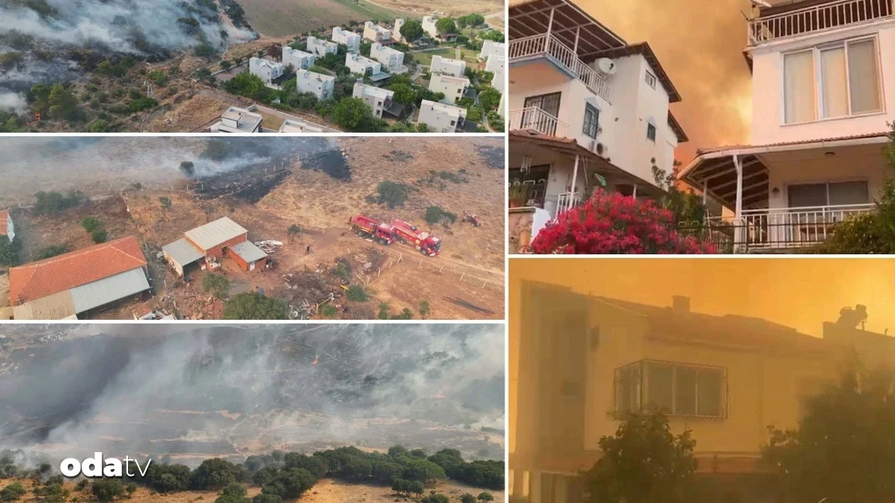 Dikili'de alevler evlere kadar geldi