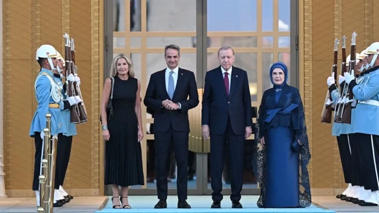 Beştepe'de liderler resepsiyonunda Yunan Başbakanı'na mehterli karşılama