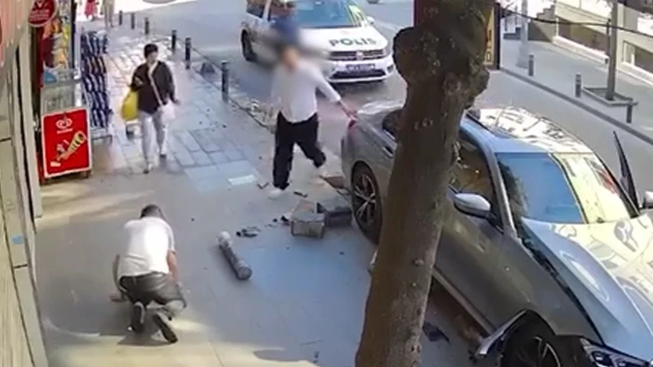 Araçla esnafa çarptı, ilk önce arabadaki hasarı kontrol etti