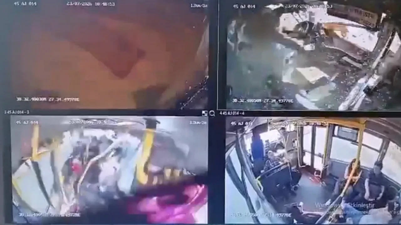 Manisa'da 1 kişinin öldüğü feci otobüs kazasının dehşet anları kamerada