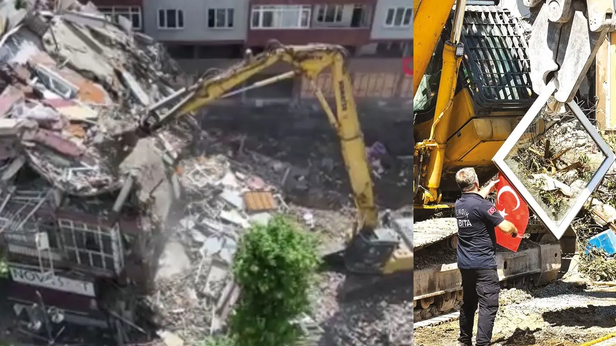 Yıkımda Türk bayrağına hassasiyet