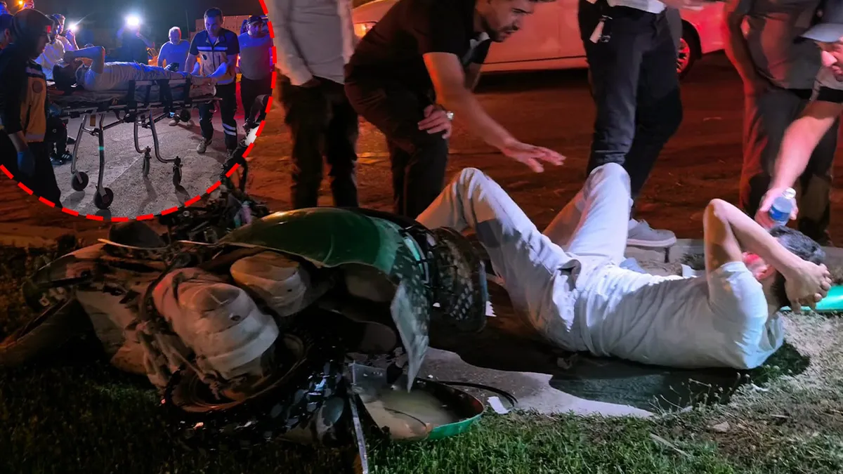 Bursa’da feci kaza! Motosiklet trafik levhasına ok gibi saplandı: Metrelerce sürüklenen sürücü yaralandı!