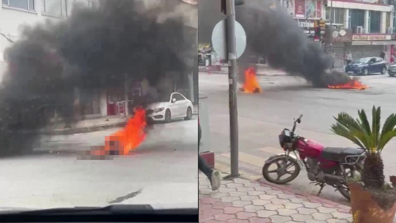 Zihinsel engelli adam üzerine benzin döküp kendini yaktı: Korku dolu anlar kamerada