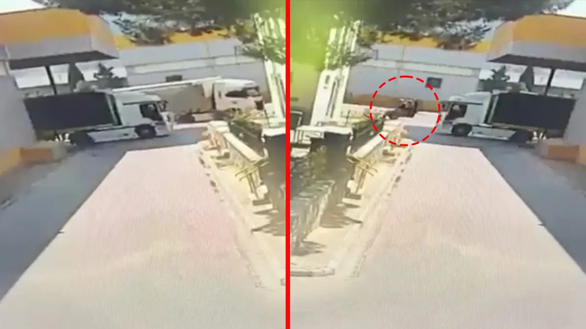 İzmir’de korkunç kaza kamerada! Tır ile forklift çarpıştı: Sürücü metrelerce sürüklendi!