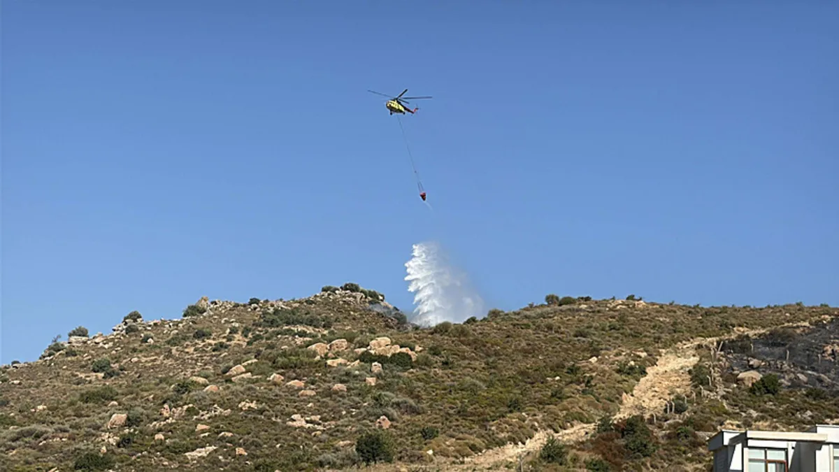 Bodrum'da otluk ve makilik alanda yangın! Alevlere havadan ve karadan müdahale ediliyor