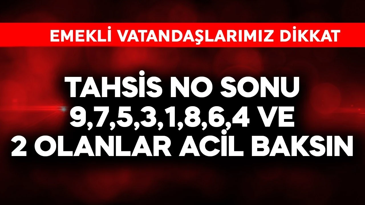 Emekliler dikkat! Tahsis no sonu 9,7,5,3,1,8,6,4 ve 2 olanlar bu tarihlere acil baksın