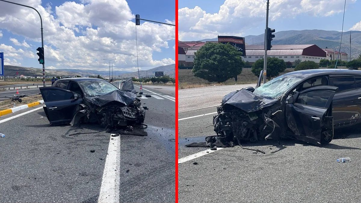 Erzincan’da korku dolu anlar! Otomobil direğe ok gibi saplandı: Feci kazada yaralılar var!