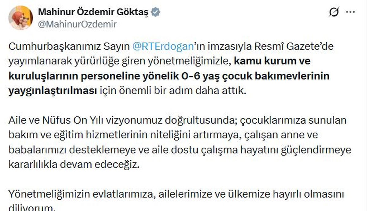 Kamu kurumlarında çocuk bakımevleri yaygınlaştırılacak