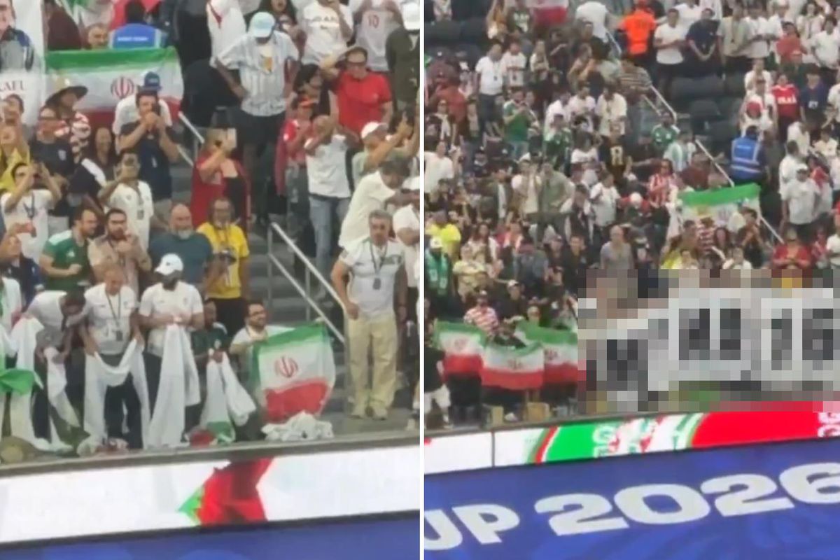 İran maçına damga vuran "katliam" pankartı