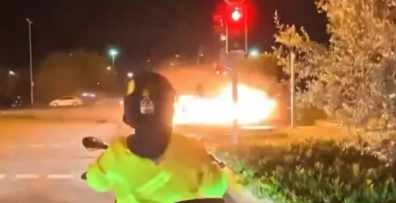 Maltepe'deki feci kaza kask kamerasında! Otomobil saniyeler içinde alev aldı