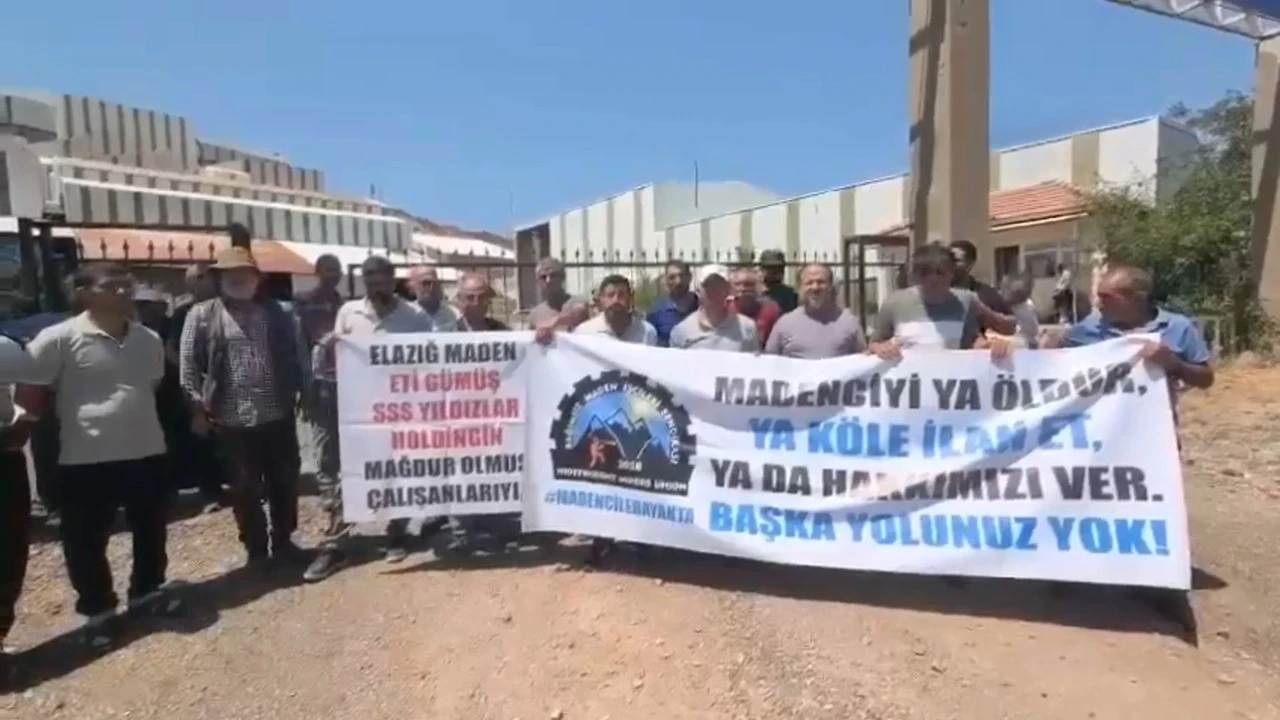 Elazığ'da madenciler maaşları için eylemde