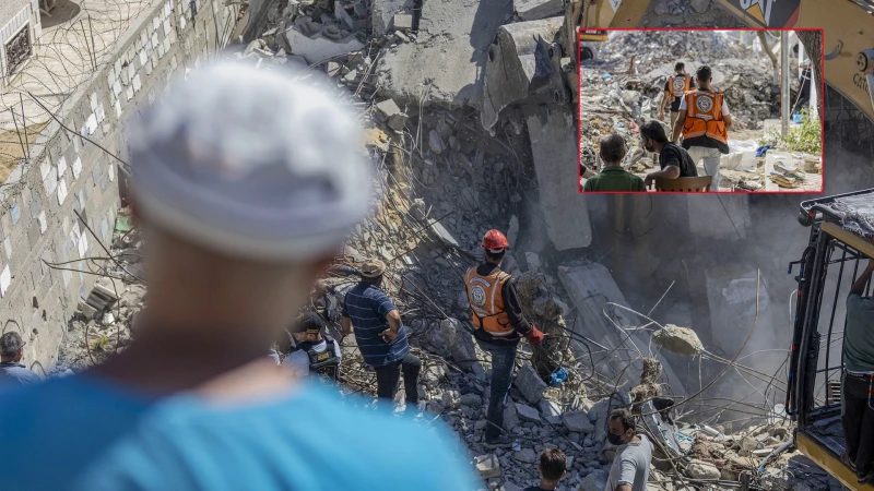 Gazze'de enkaz altında kalan cenazeleri çıkarmak için arama çalışmaları sürüyor