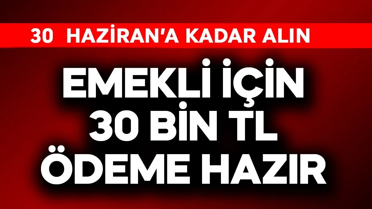 Emekli için 30 bin TL ödeme hazır! 30 Haziran'a kadar alın