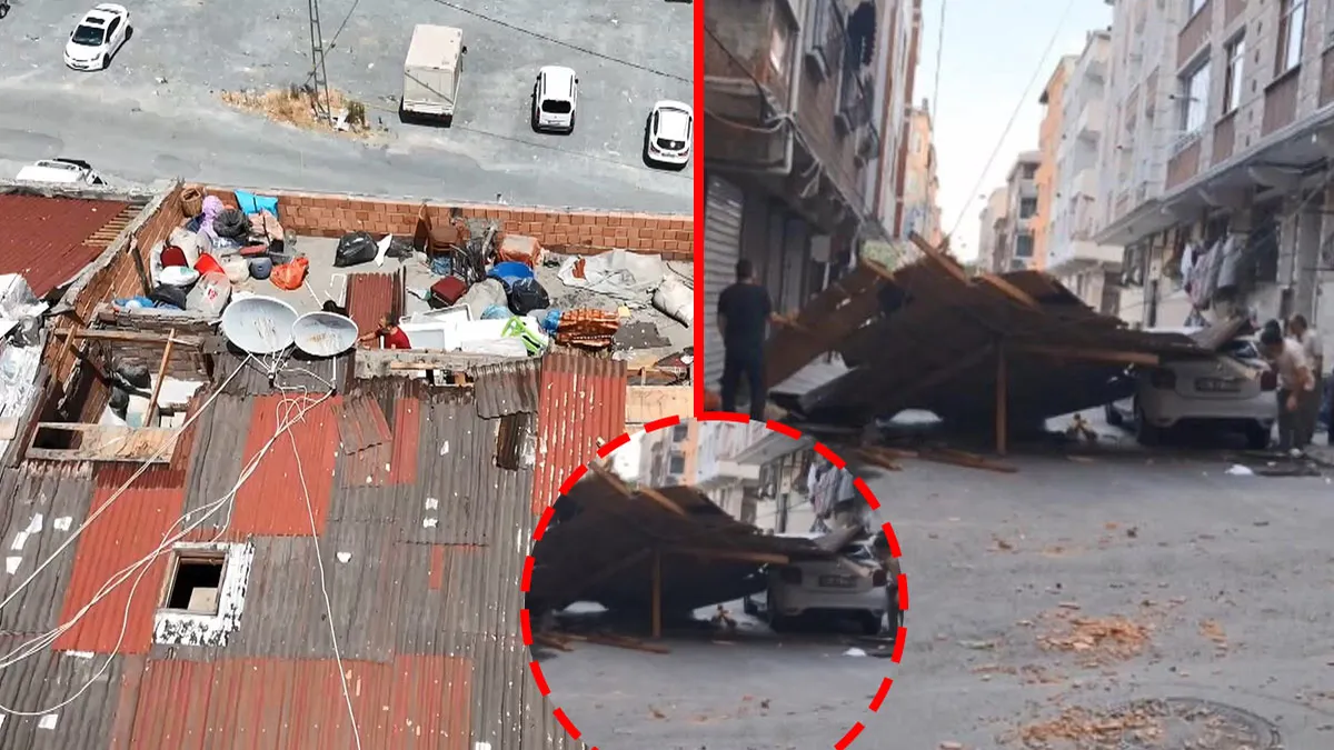Esenler’de faciaya ramak kala! Fırtına çatıyı uçurdu: Çocuklar son anda kurtuldu!