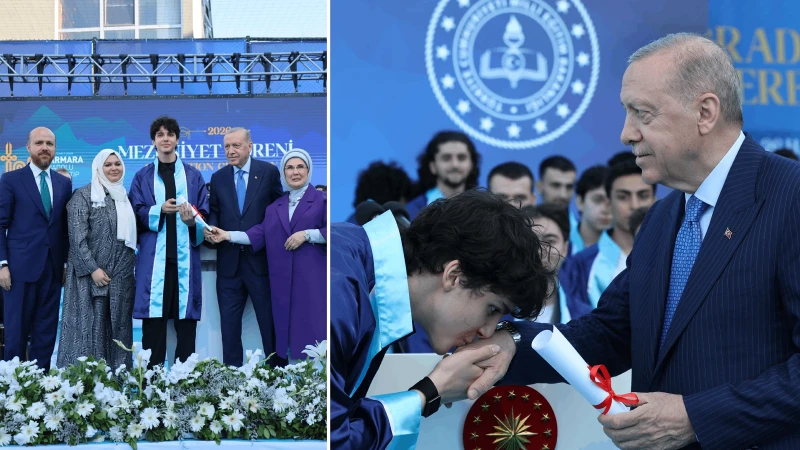 Cumhurbaşkanı Erdoğan torununun mezuniyet heyecanına ortak oldu: Diplomasını takdim etti