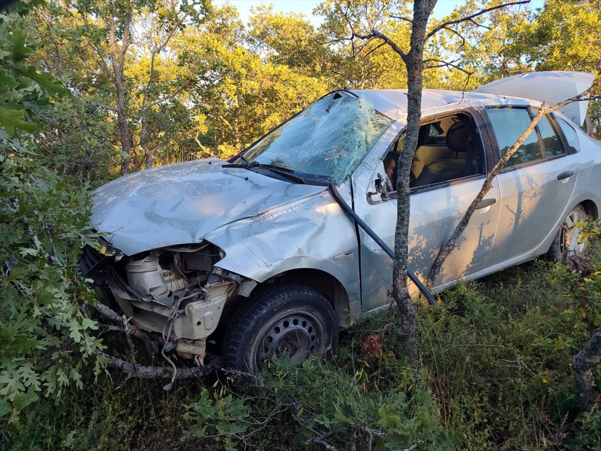 Uşak'ta ağaçlara çarpan otomobildeki sürücü öldü, eşi yaralandı
