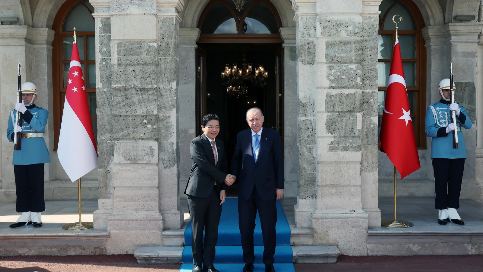 Cumhurbaşkanı Erdoğan, Singapur Başbakanı Wong'u resmi törenle karşıladı