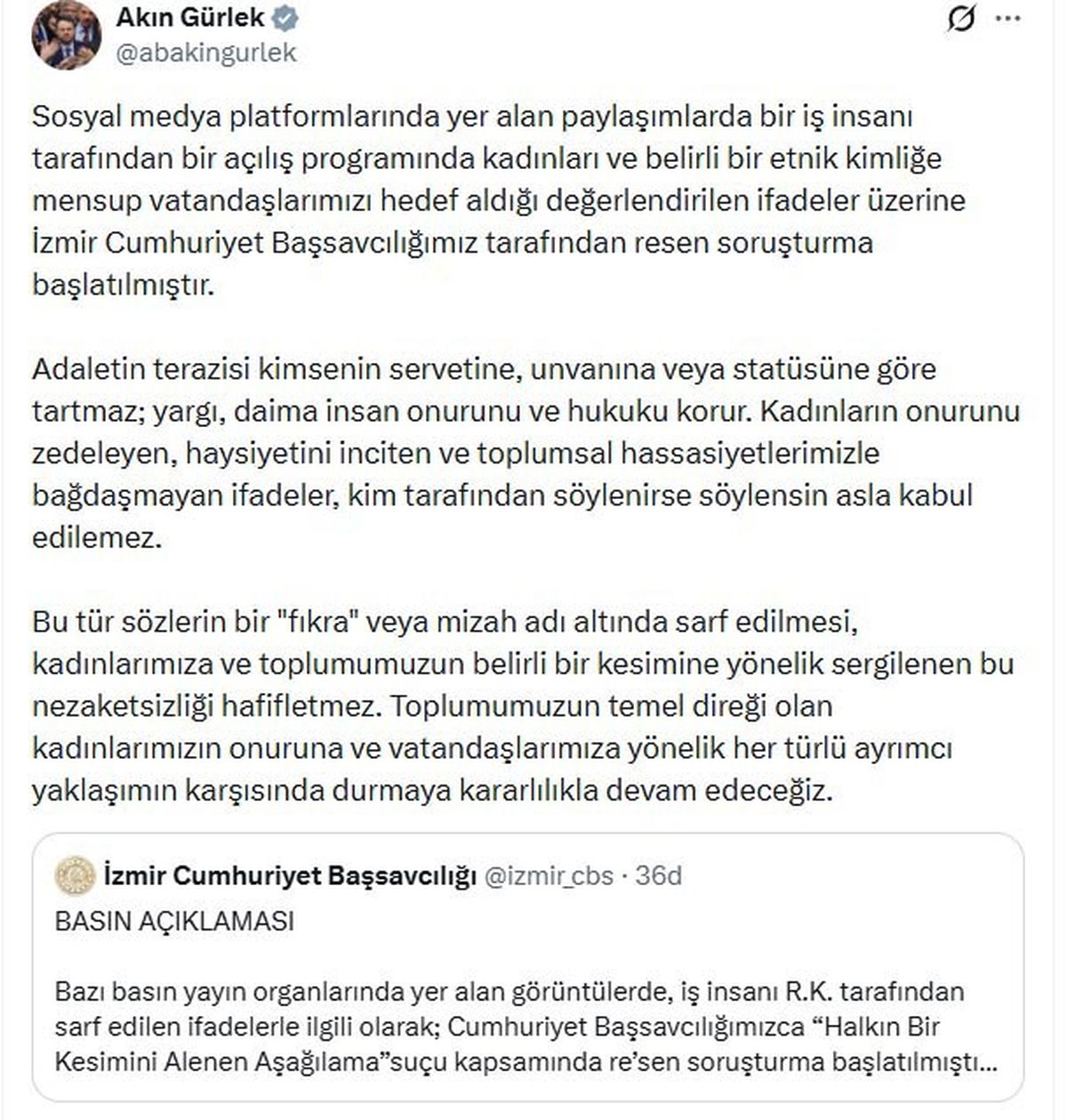Bakan Gürlek: İş insanının kadınları hedef alan sözleri hakkında soruşturma başlatıldı