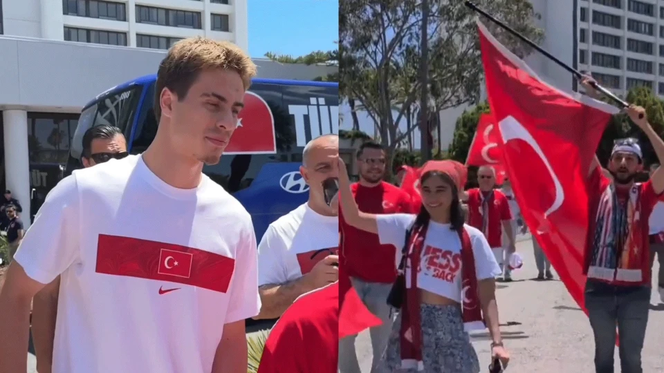 A Milli Takım'a Los Angeles'ta otel önünde destek: TFF Başkanı İbrahim Hacıosmanoğlu taraftarla buluştu