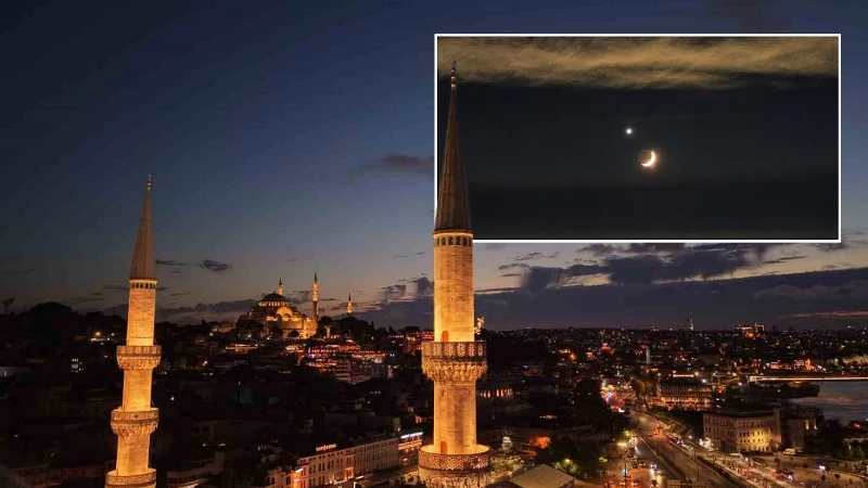 Türkiye dün akşam gökyüzüne kilitlendi: Hilal ve Venüs'ten büyüleyen Türk Bayrağı silüeti!