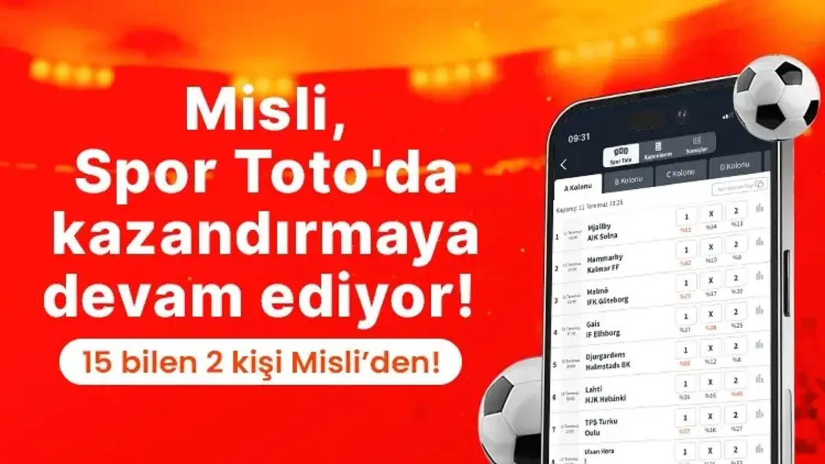 Misli, Spor Toto'da kazandırmaya devam ediyor! 15 bilen 2 kişi Misli’den!