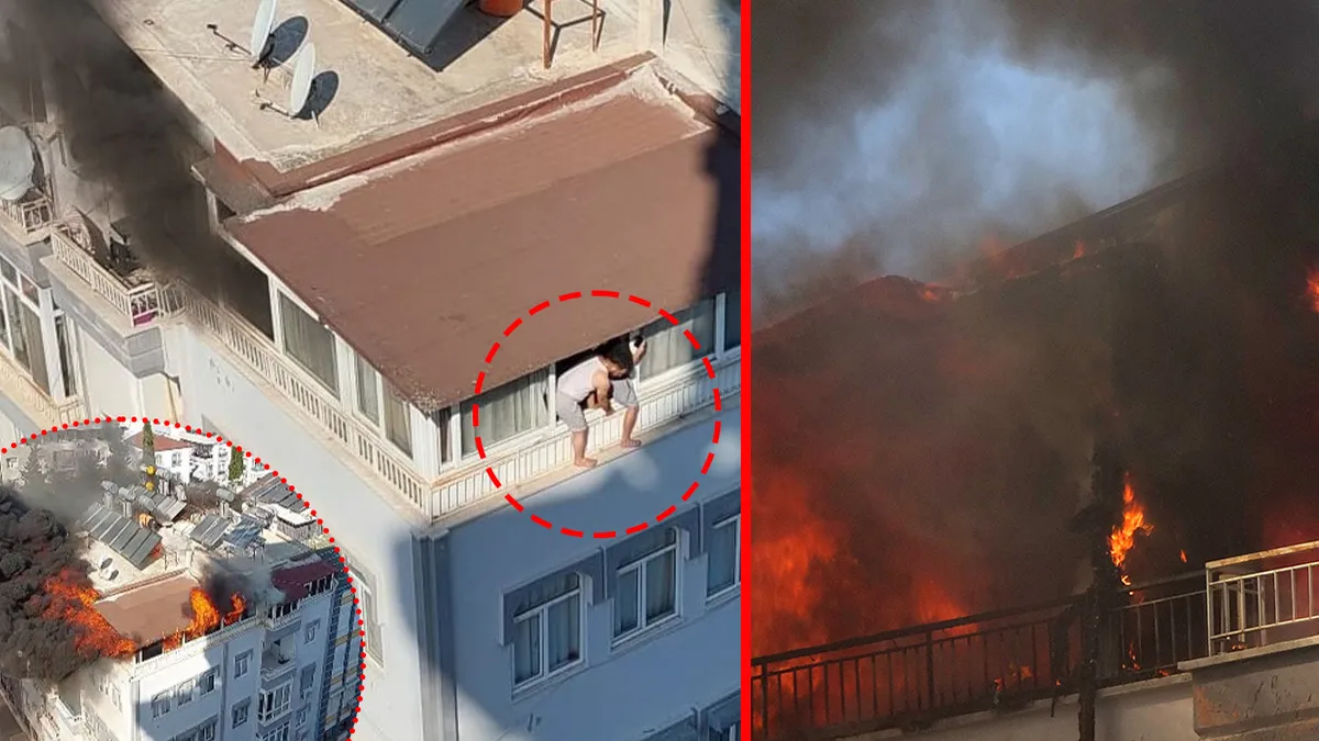 Antalya’da can pazarı! 5 katlı binanın terasını alevler sardı: 2 çocuk saniyelerle kurtuldu!