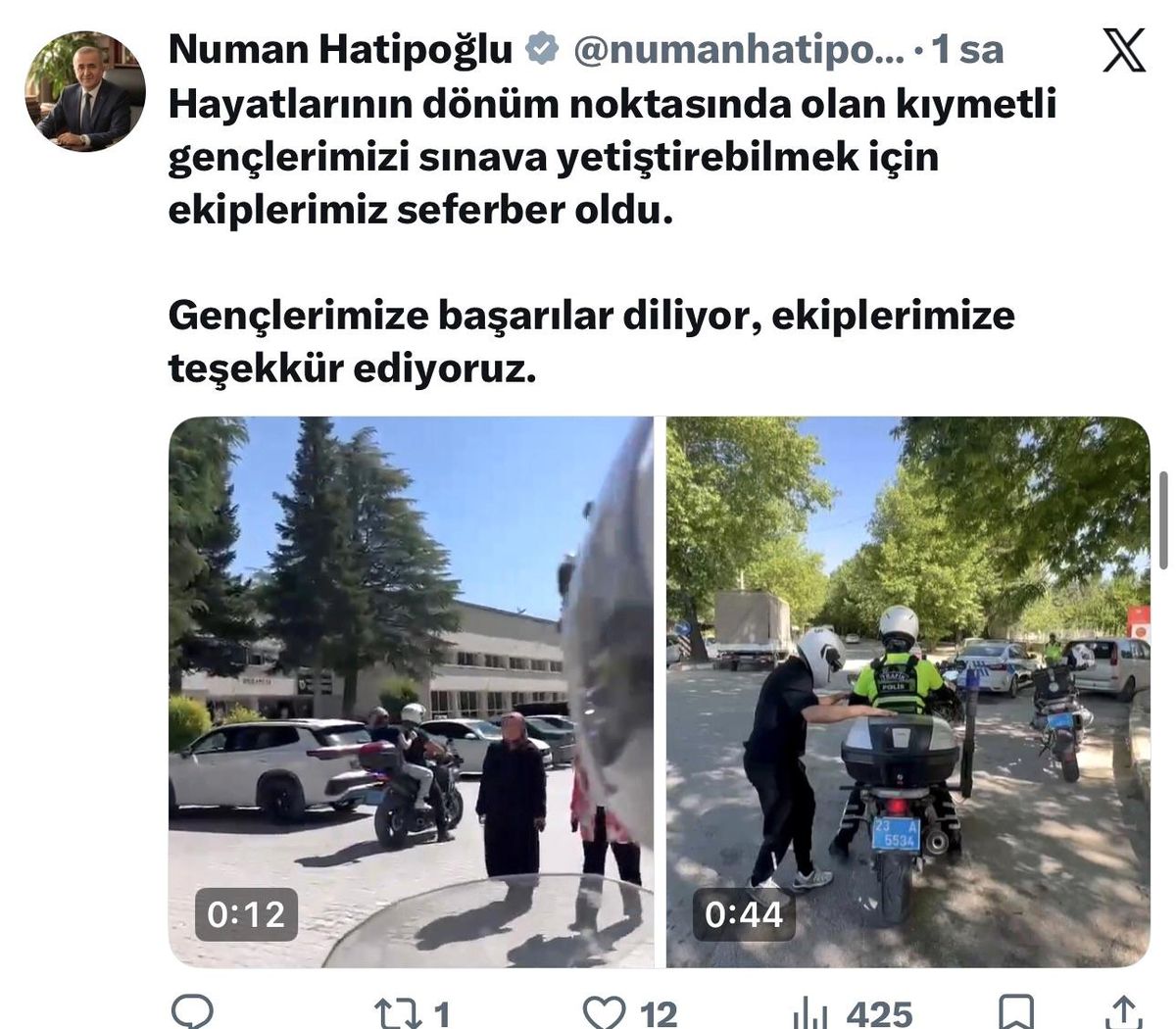 Elazığ'da YKS'ye geciken adayların imdadına polis ekipleri yetişti