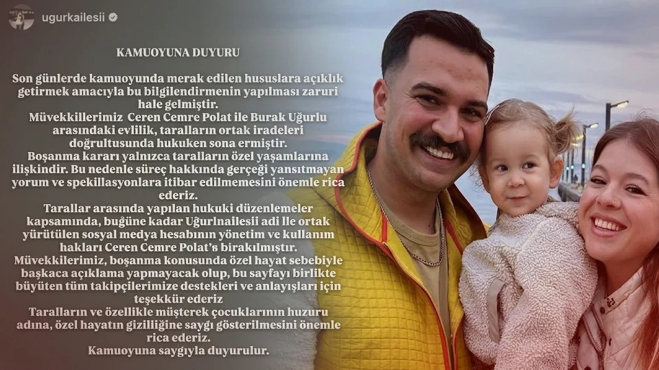 Uğurlu Ailesi Boşandı mı? Sosyal Medyanın Sevilen Çiftinden Ayrılık Açıklaması | MAGAZİN HABERLERİ