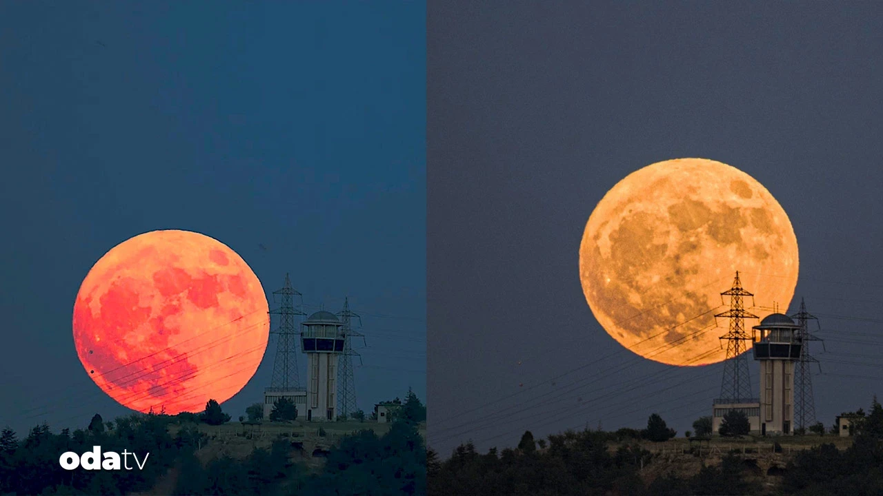 Astrofotoğrafçı çekti: 'Çilek Dolunayı' büyüledi