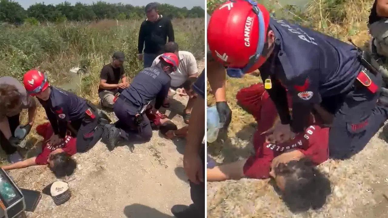 Sulama kanalına uçan otomobildeki 2 kişinin duran kalbi yeniden çalıştırıldı