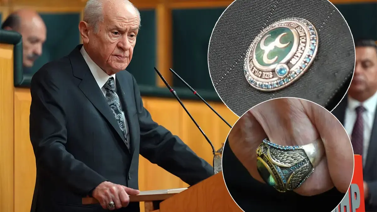 Bahçeli'nin taktığı yüzük ve rozet dikkat çekti: İşte anlamları...