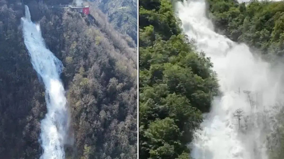 Doğa ve mühendislik birleşti: Giresun'da ortaya çıkan yapay şelale büyüledi