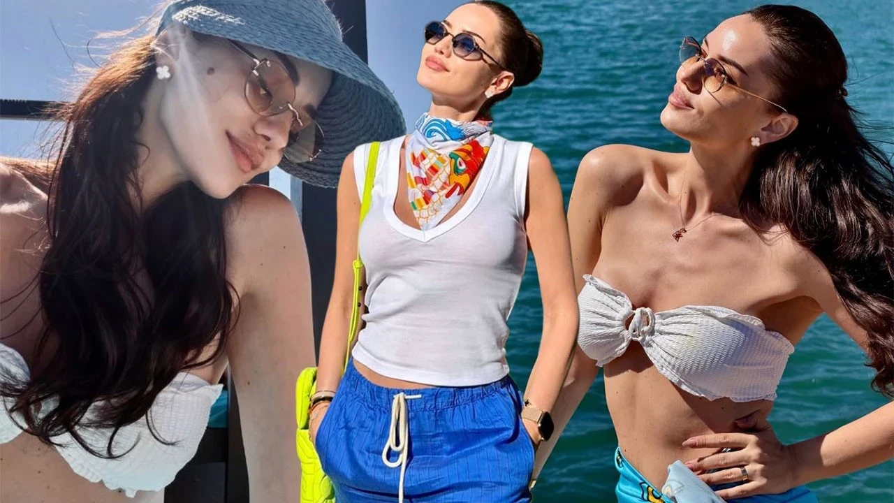 Fahriye Evcen'den cesur tatil paylaşımı: Beyaz renk bikinisiyle pozlarını peş peşe paylaştı