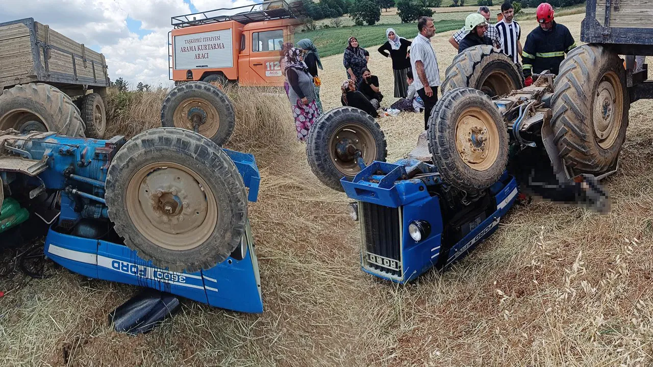Traktör devrildi, altında kalan bir aile darmadağın oldu