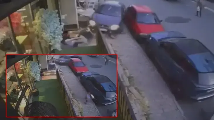 Fren yerine gaza bastı, olanlar oldu! Kaldırımdaki yayaya böyle çarptı