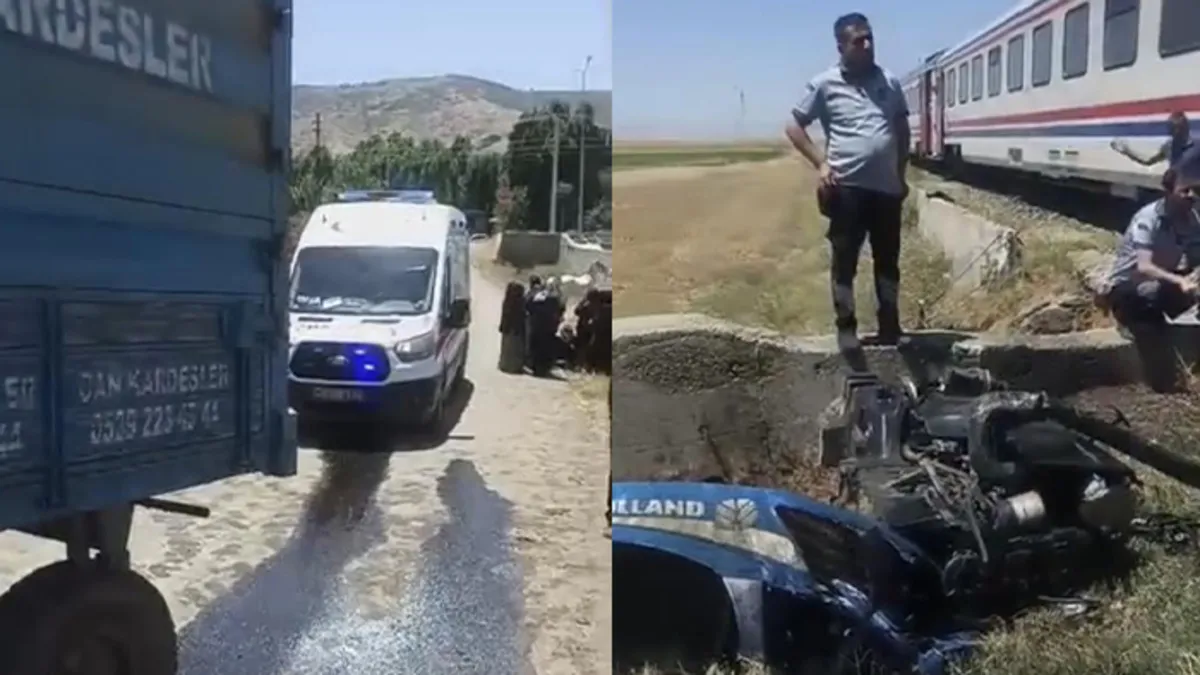 Muş'ta hemzemin geçitte korkutan kaza! Traktör ikiye bölündü
