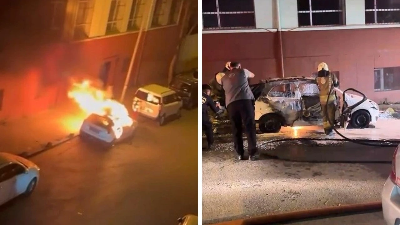 Park halindeki otomobili ateşe verdi: Şüphelinin 42 suç kaydı çıktı