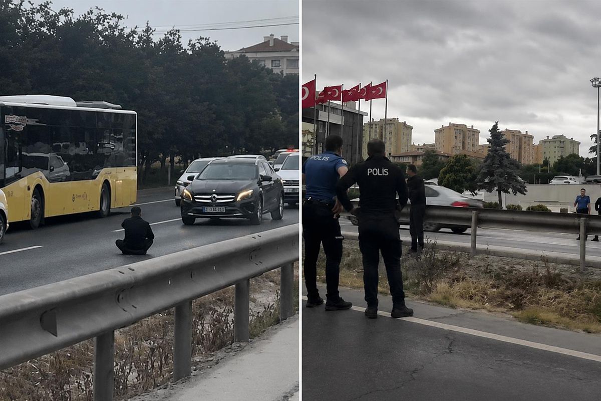 Büyükçekmece’de bunalıma giren şahıs D-100’ü birbirine kattı
