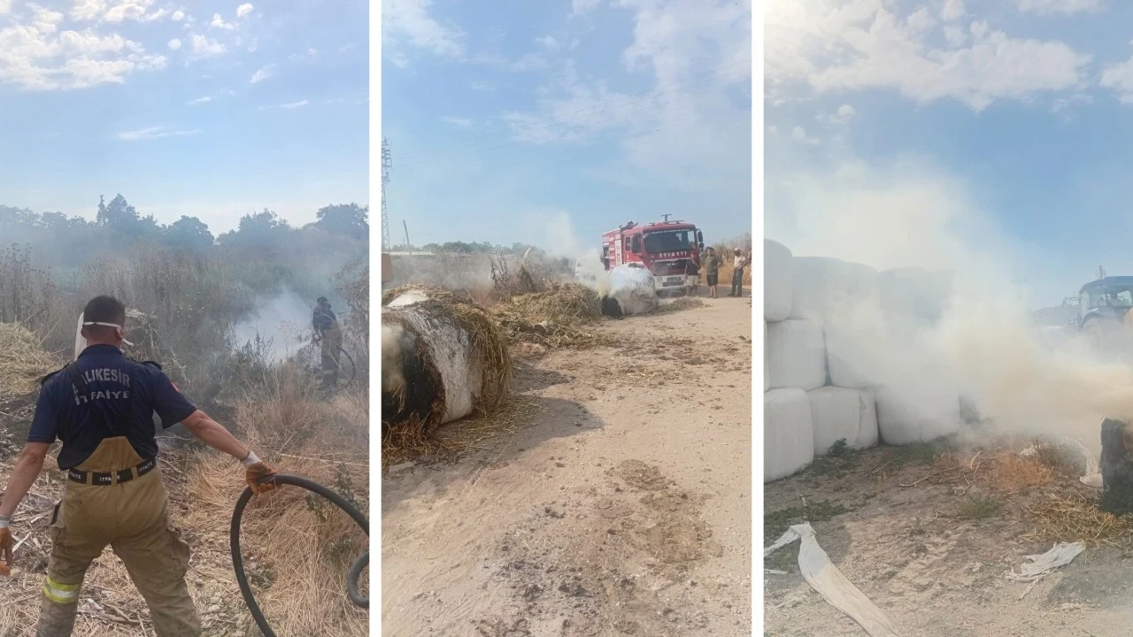 Bir kıvılcım yetti, 1 ton saman kullanılamaz hale geldi