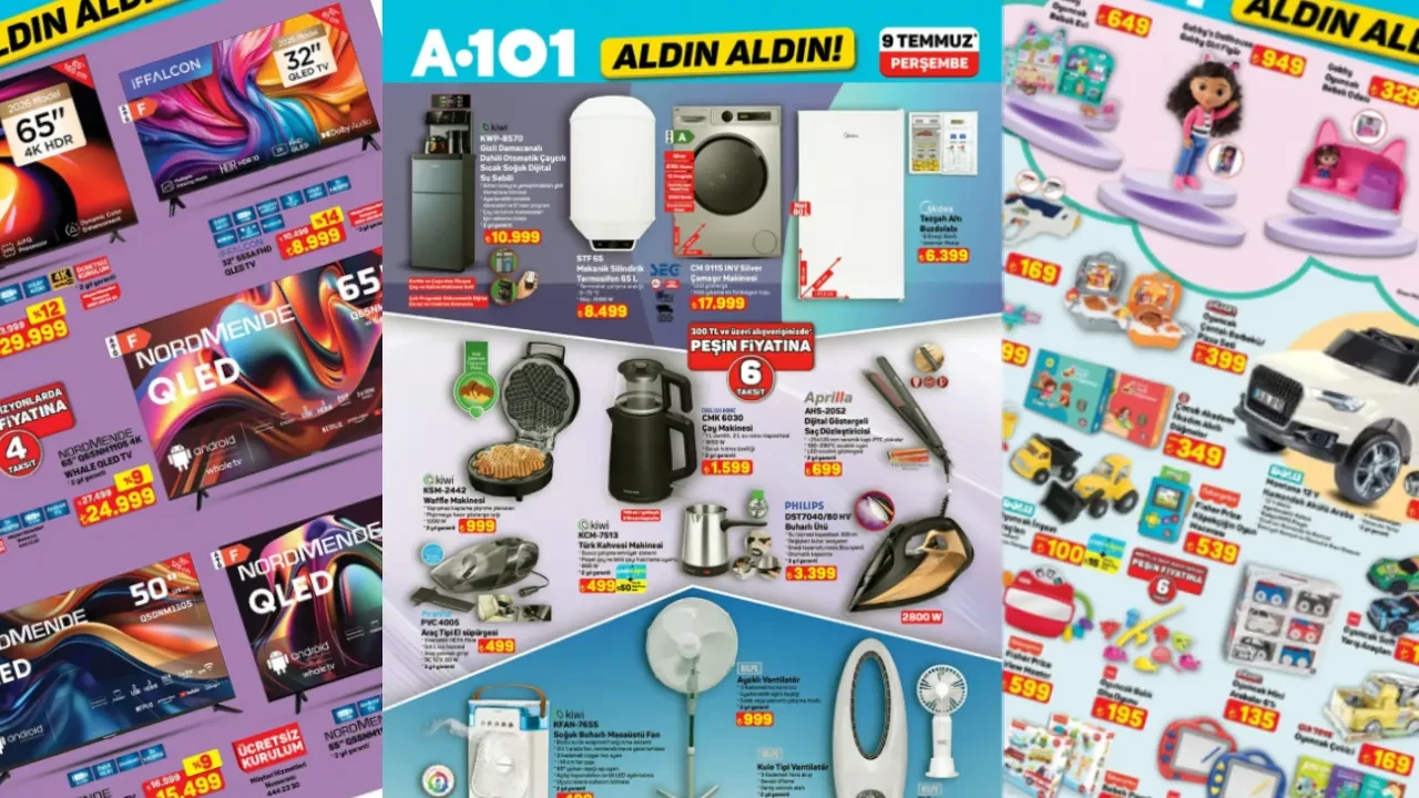 9 Temmuz A101 Aktüel kataloğu 2026! Televizyon, çamaşır makinesi ve buzdolabı geliyor