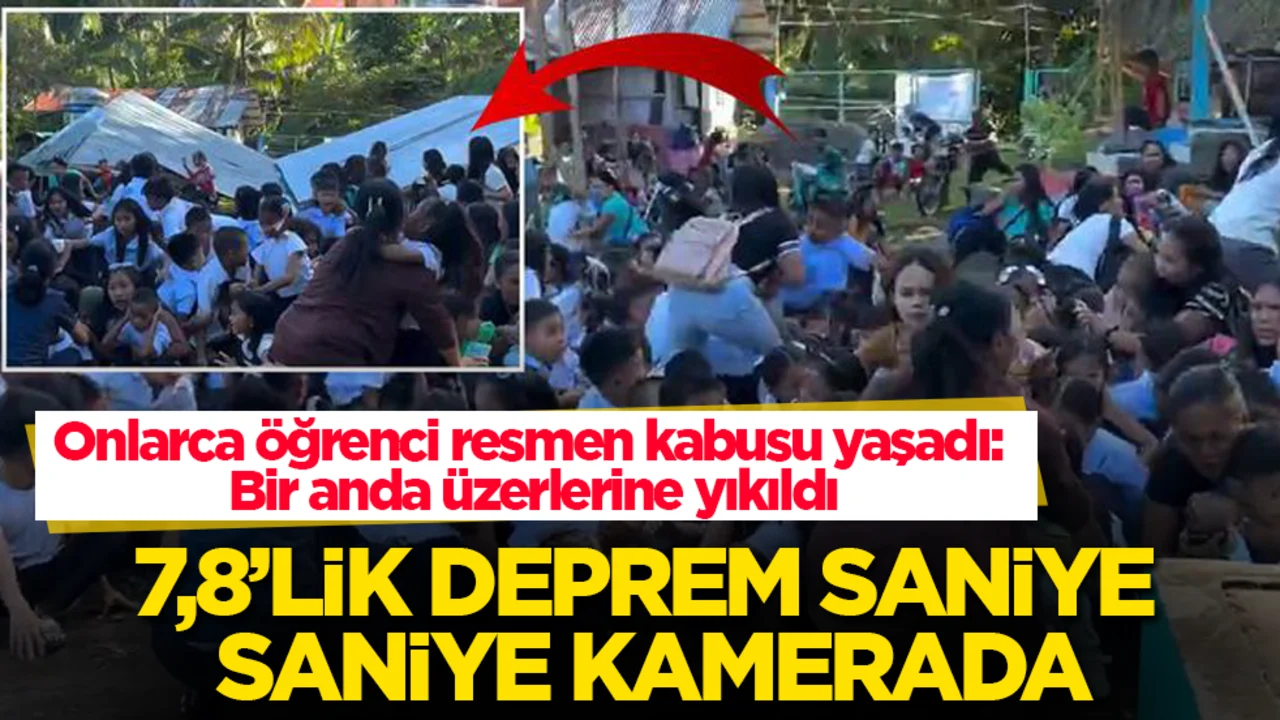7,8’lik deprem saniye saniye kamerada! Onlarca öğrenci resmen kabusu yaşadı: Bir anda üzerlerine yıkıldı