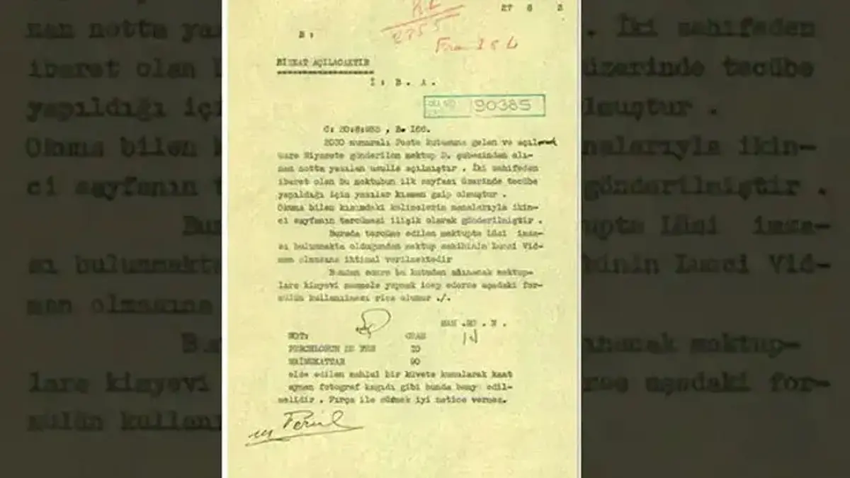 MİT arşivinden tarihi belge! 1933 yılına ait gizli mektup formülü gün yüzüne çıktı