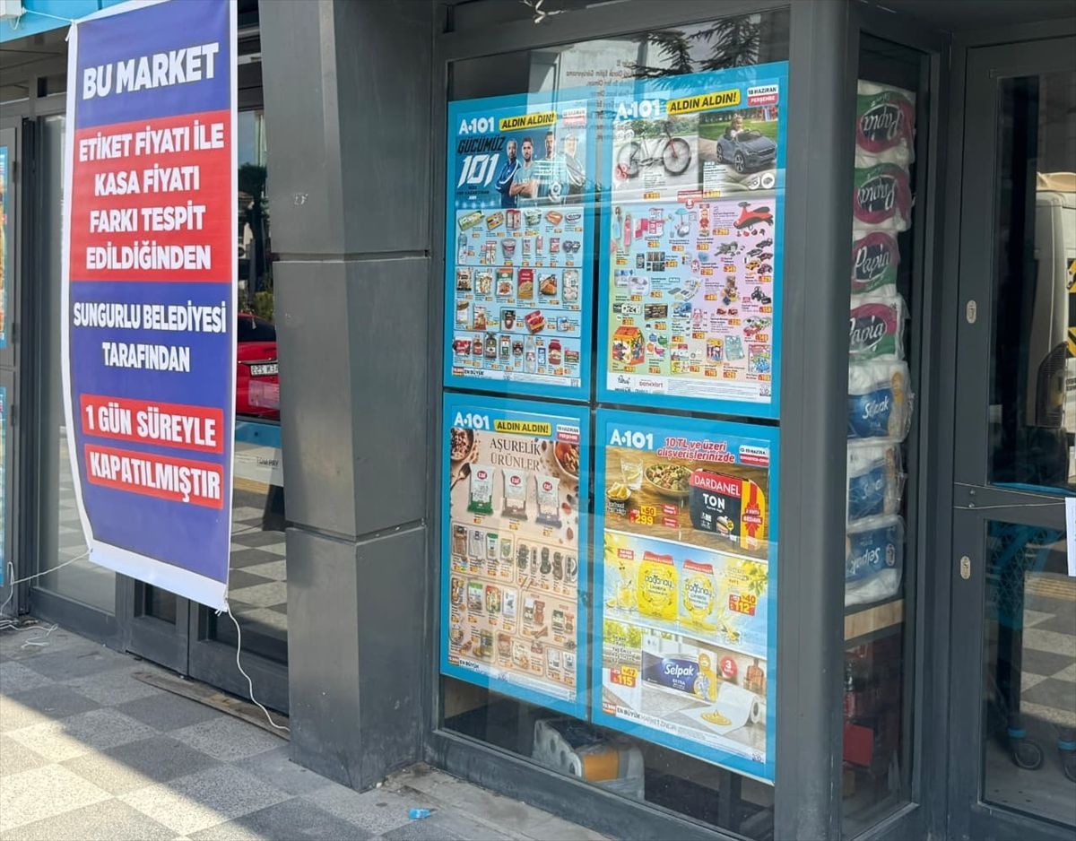 Sungurlu'da etiket-kasa fiyat farkı tespit edilen market 1 gün kapatıldı