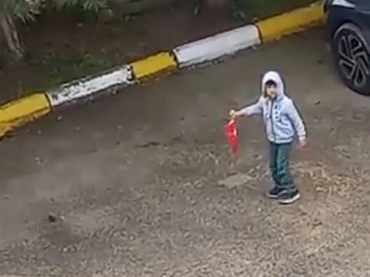 Bolu'da 5 yaşındaki çocuk yerde gördüğü Türk bayrağını koşarak kaldırdı