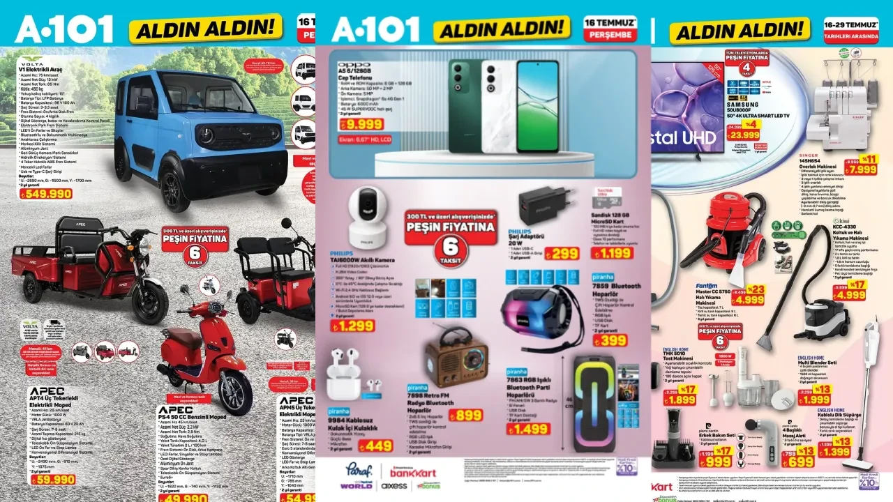 A101 16-23 Temmuz aktüel kataloğu 2026! Mini buzdolabı, salıncak, açılır masa, blender seti ve kamp ürünleri geliyor