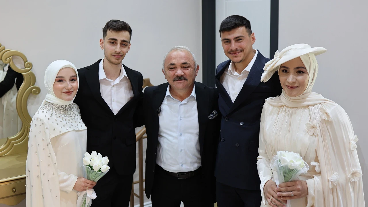 Aynı gün evlenen kuzenler birbirine şahitlik yaptı